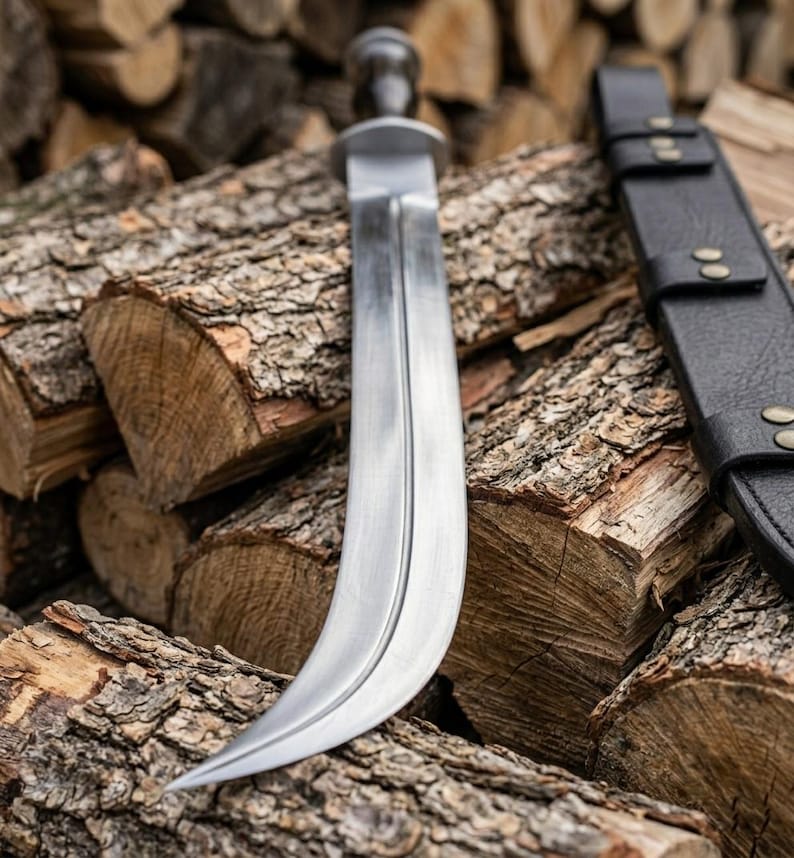 Dacian Falx sword rosewood handle detail