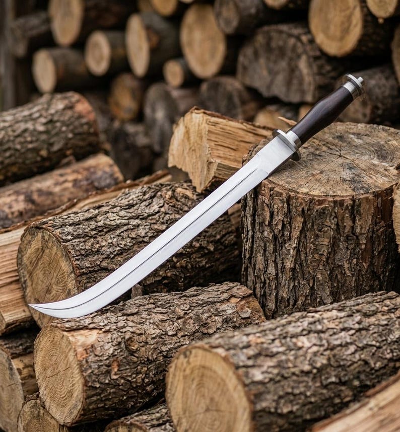 Dacian Falx sword resting in its custom scabbard