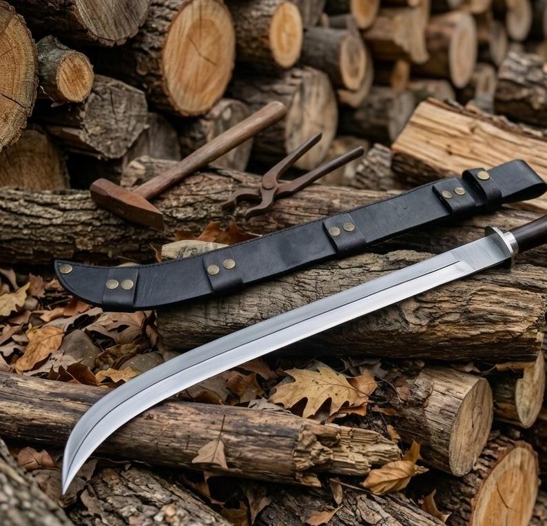 Scabbard detail for the hand forged Dacian Falx sword