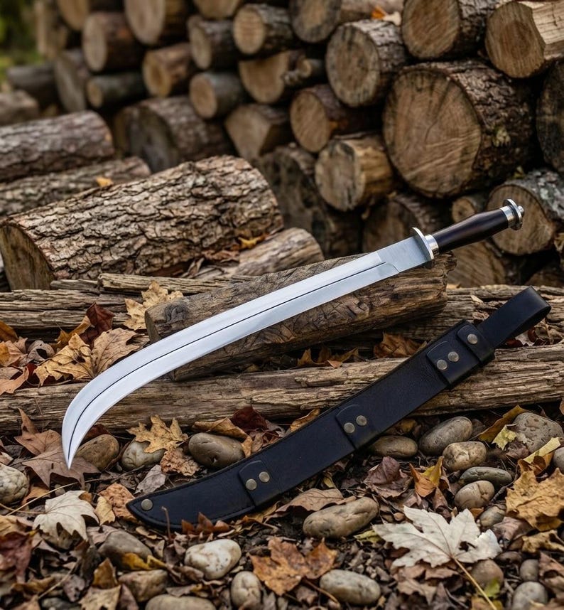 Dacian Falx sword displayed on wood