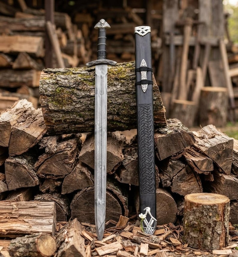 Full length view of the Viking sword and scabbard