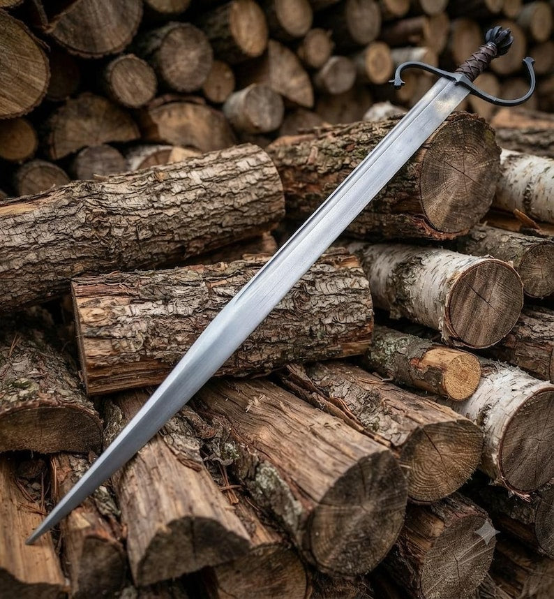 Ironwood scabbard hand-engraved scrollwork detail