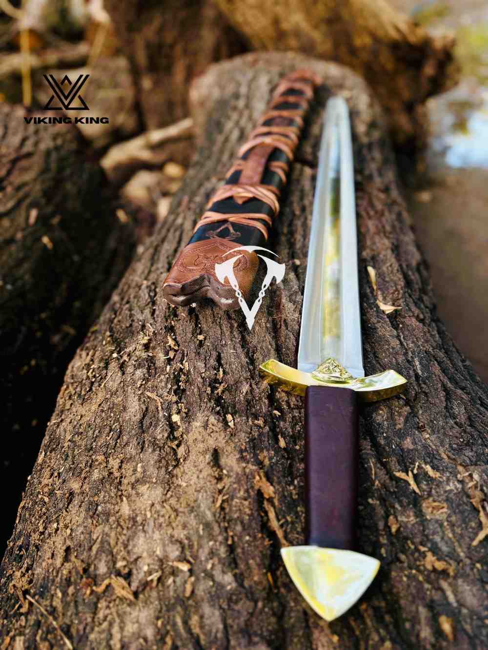 Hand Forged Viking Sword with Leather Scabbard – Medieval Norse Steel Sword for Collection, Cosplay & Display
