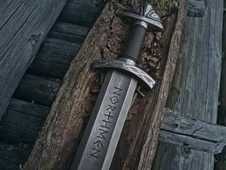 Viking sword resting in its matching scabbard