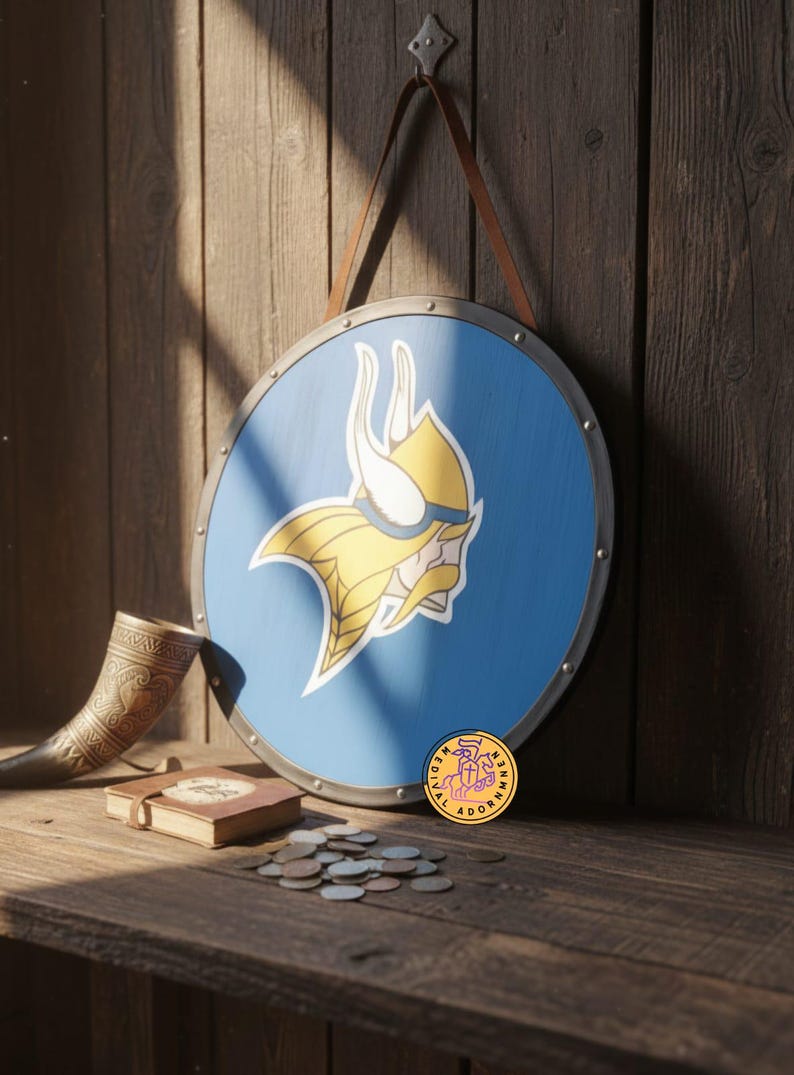 Hand-painted Viking Shield, Norse cosplay decor – available in 24, 30, or 36 inch diameter