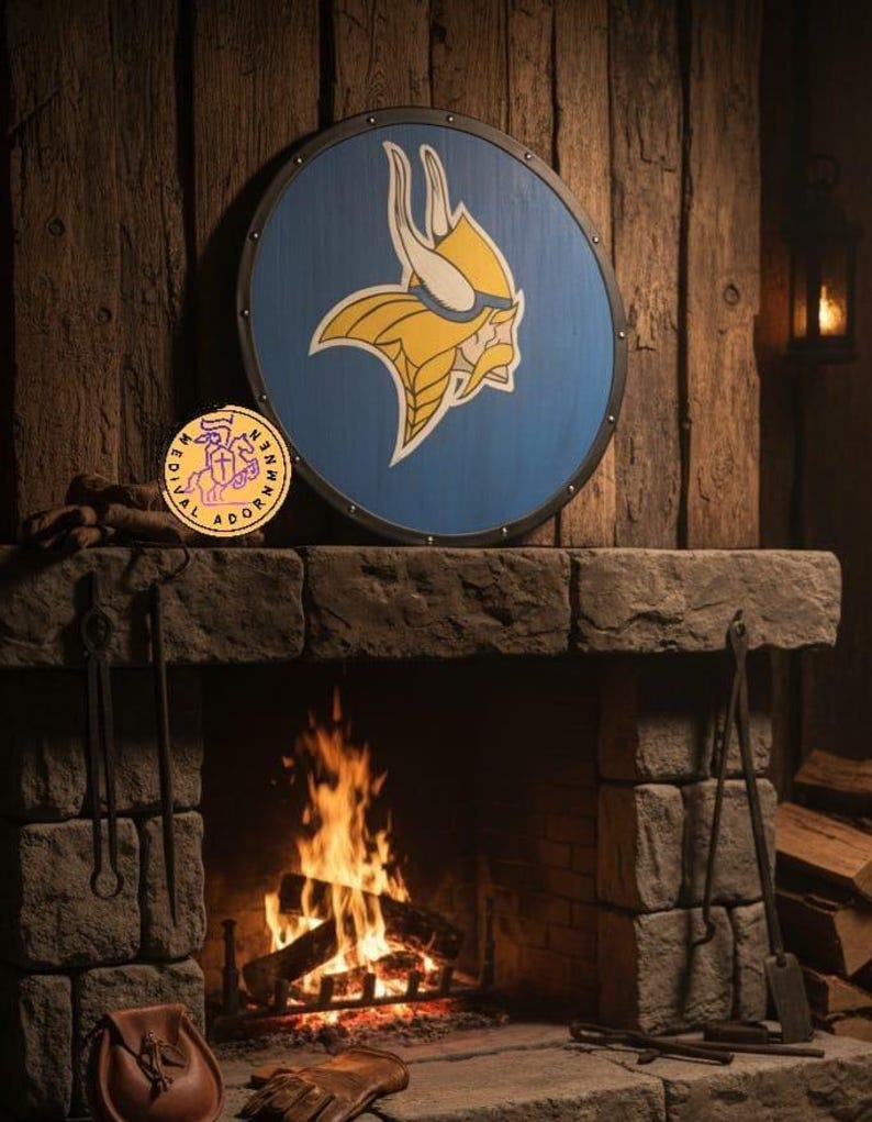Hand-painted Viking Shield, Norse cosplay decor – available in 24, 30, or 36 inch diameter