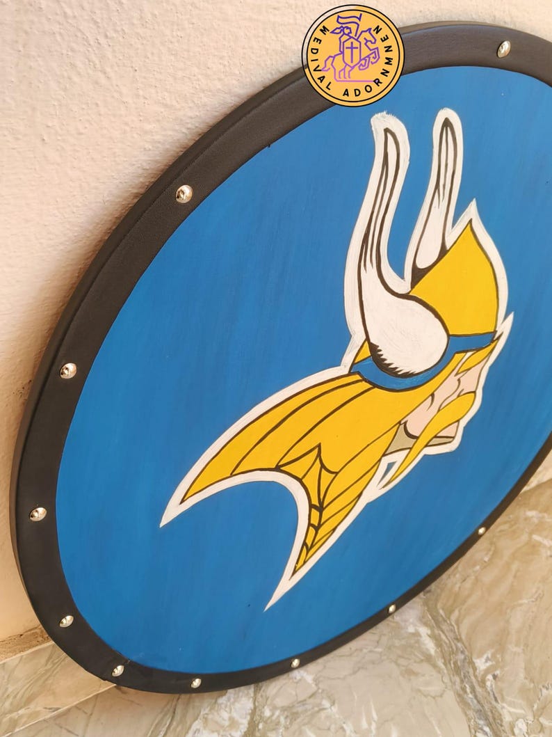 Hand-painted Viking Shield, Norse cosplay decor – hand-painted artistically weathered finish