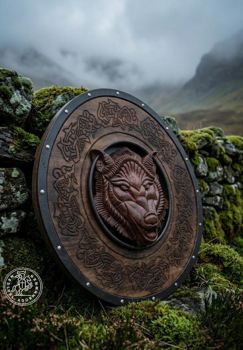 Handcrafted Fenrir Wolf Viking Shield