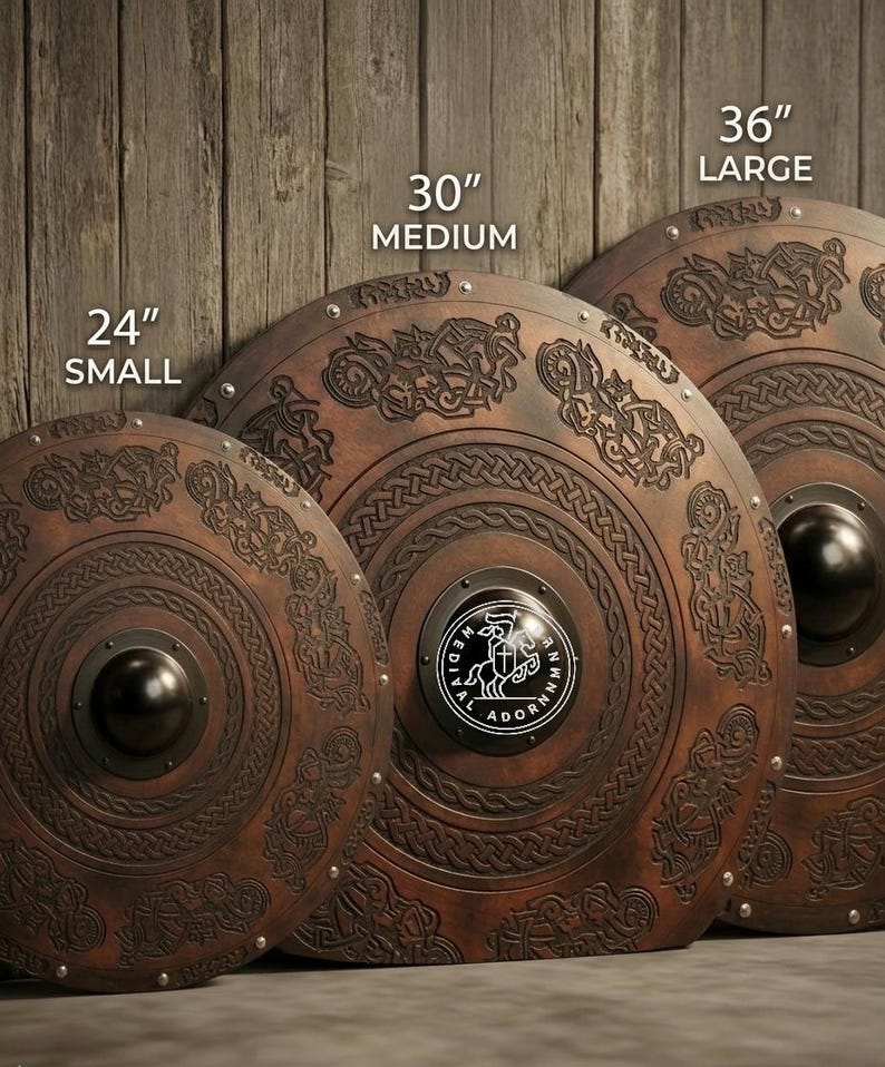 Handcrafted Medieval Cross Viking Shield – rustic handcrafted wood texture