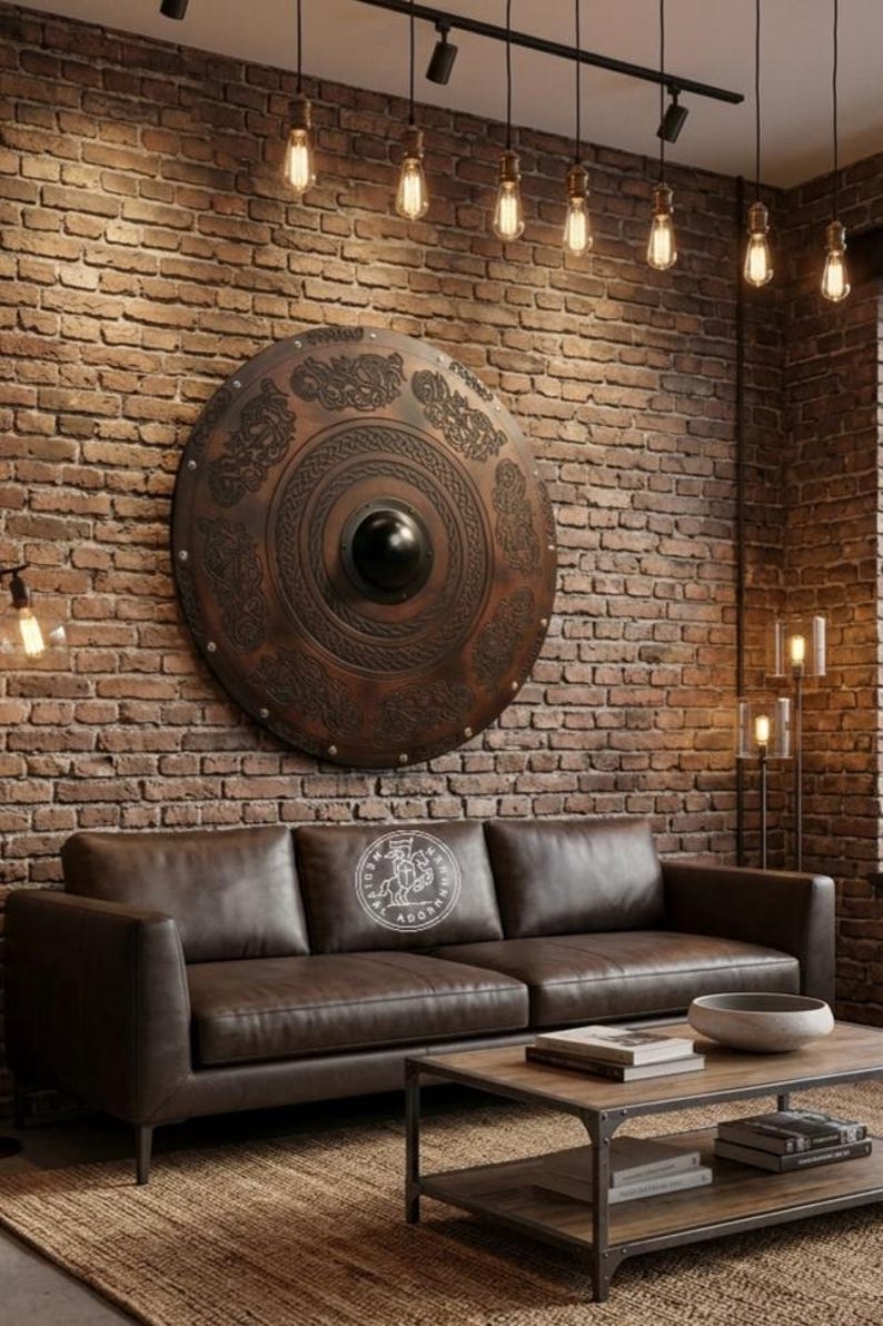 Handcrafted Medieval Cross Viking Shield – rustic handcrafted wood texture