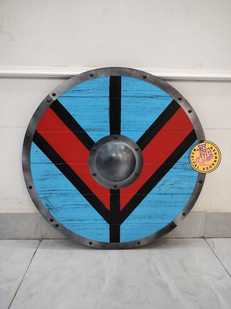 Handcrafted Medieval Viking Shield, cosplay and LARP decor – available in 24, 30, and 36 inch diameters