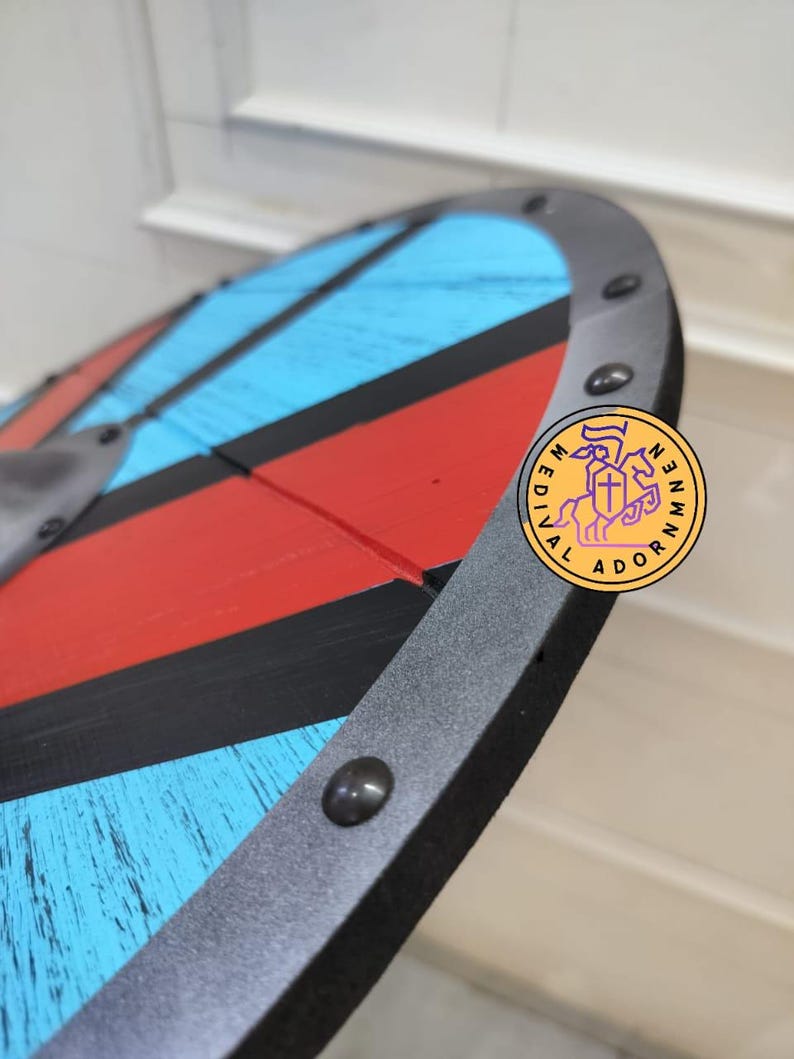 Handcrafted Medieval Viking Shield, cosplay and LARP decor – premium solid wood with steel accents