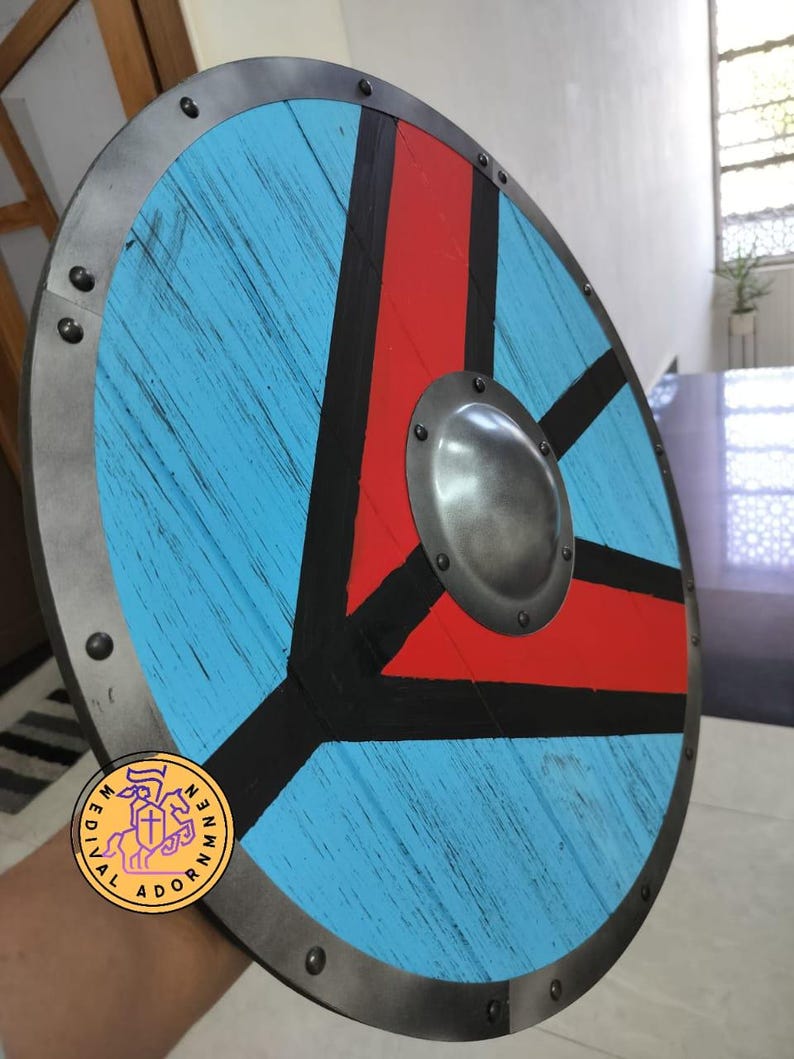 Handcrafted Medieval Viking Shield, cosplay and LARP decor – premium solid wood with steel accents