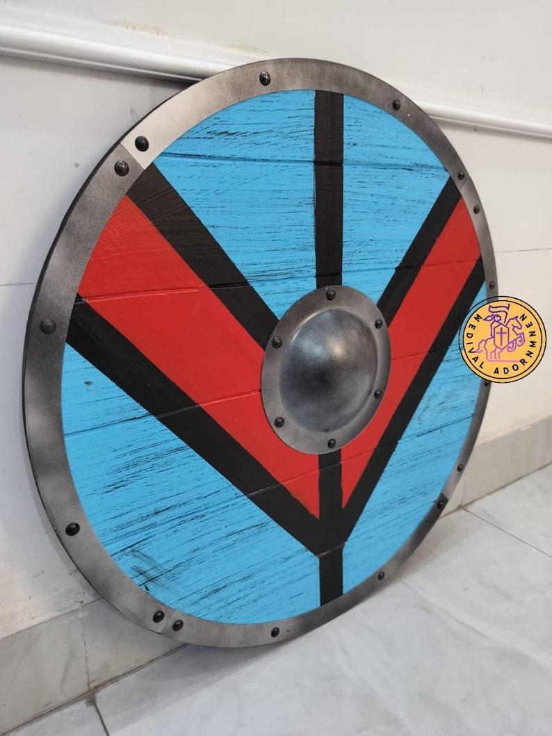 Handcrafted Medieval Viking Shield, cosplay and LARP decor – available in 24, 30, and 36 inch diameters