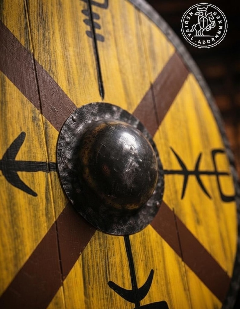Handcrafted Vegvisir Viking Shield wooden wall decor – Vegvisir Norse compass design
