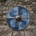 Handcrafted Viking Raven Shield, round wooden decor