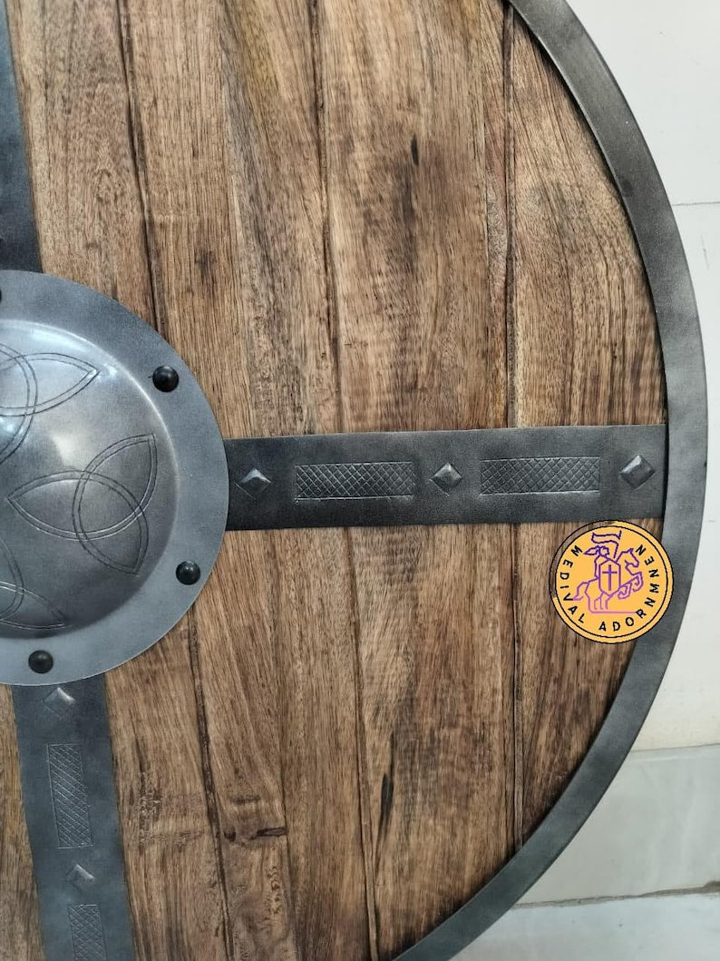 Handcrafted wooden medieval shield, Viking warrior round shield – available in 24, 30, or 36 inch diameters
