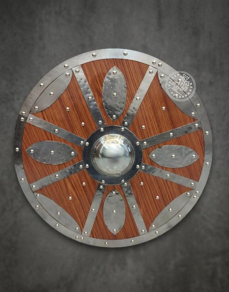 Handcrafted wooden Viking Shield, medieval Norse decor