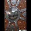 Handcrafted wooden Viking Shield, medieval Norse decor – leather handle for display