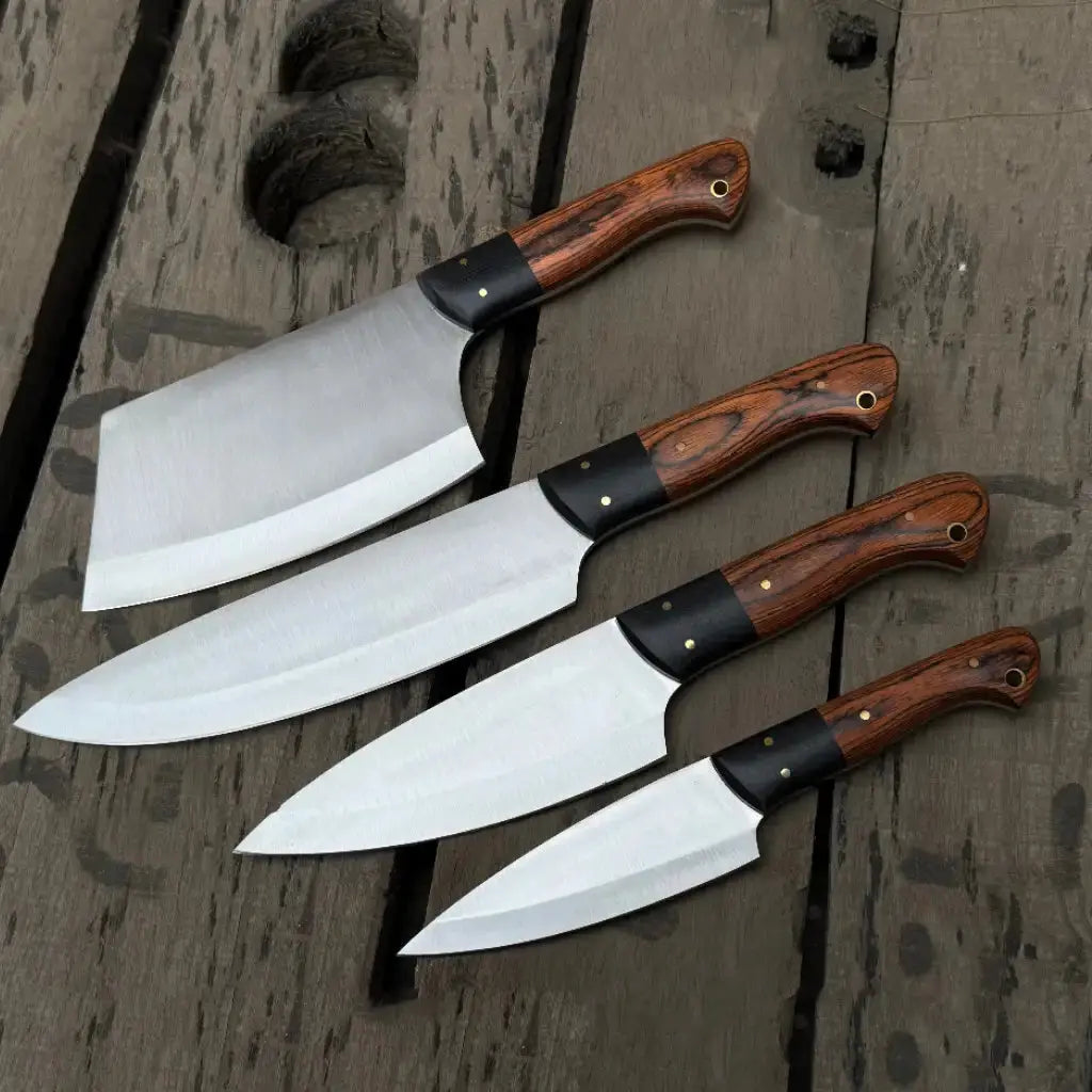 Handmade J2 steel chef knife set with Pakka wood handles, gift for chefs