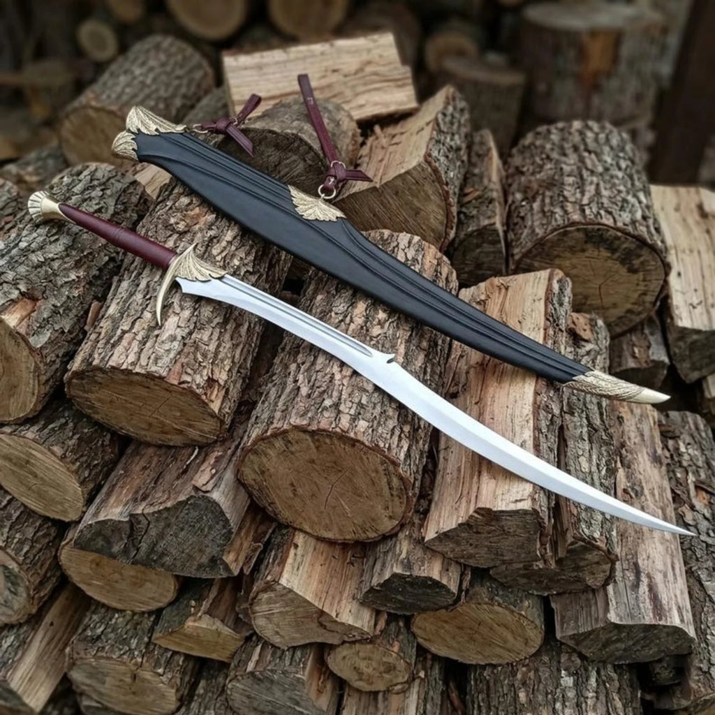 Handmade fantasy sword featuring a leaf-inspired blade and hilt