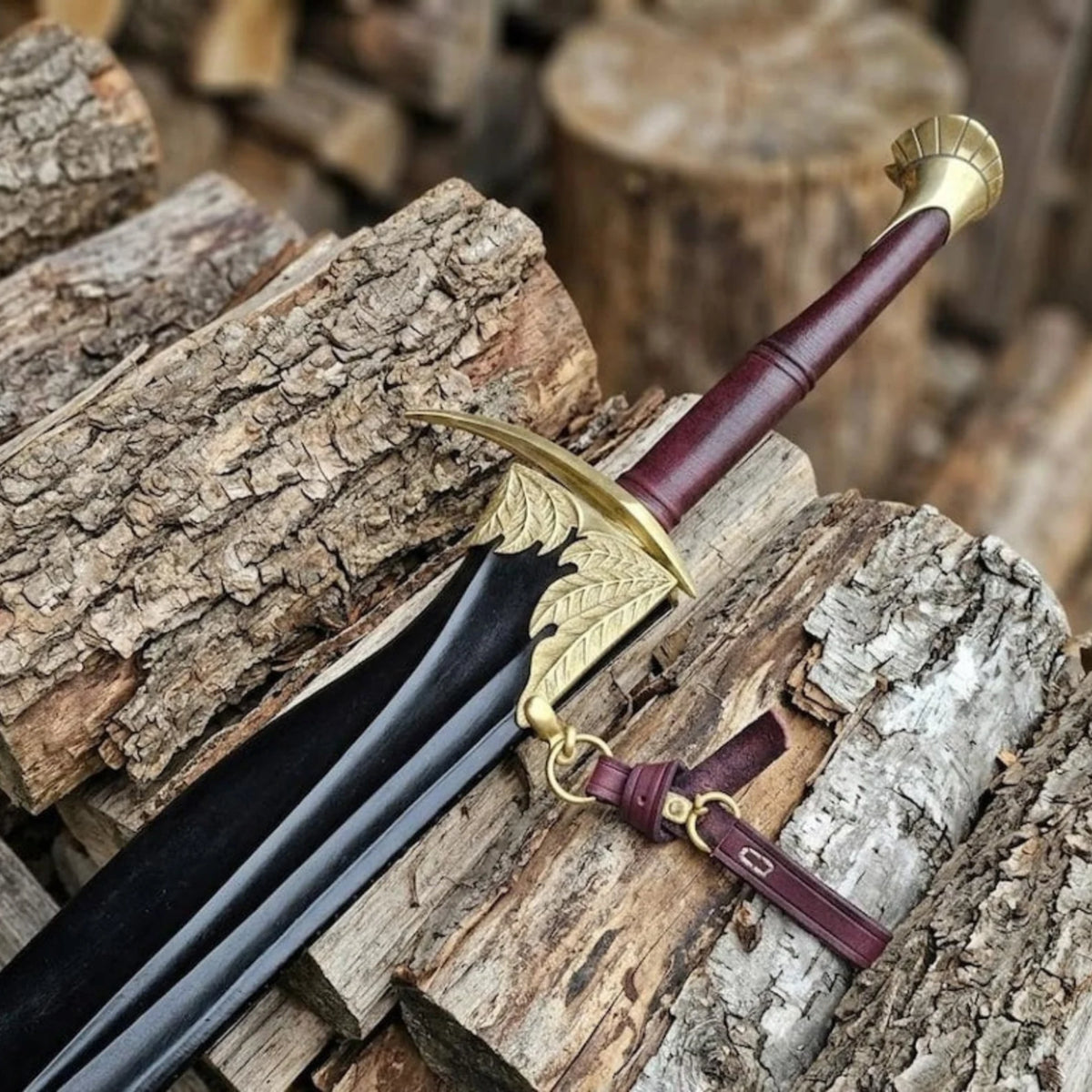 Handmade Black Leaf Fantasy Sword, decorative display and gift piece