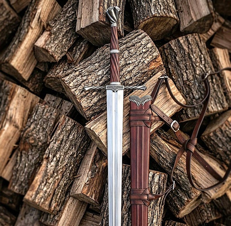 Close-up of the Ranger sword's high carbon steel blade