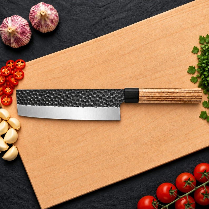 Handmade high carbon steel chef knives with ash wood and resin handles