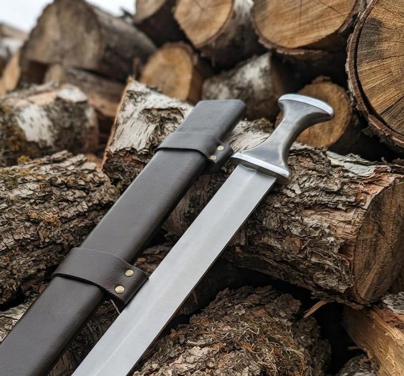 Close-up of the high carbon steel short sword blade