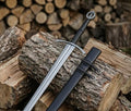 Handmade Irish Ring sword full view with leather scabbard