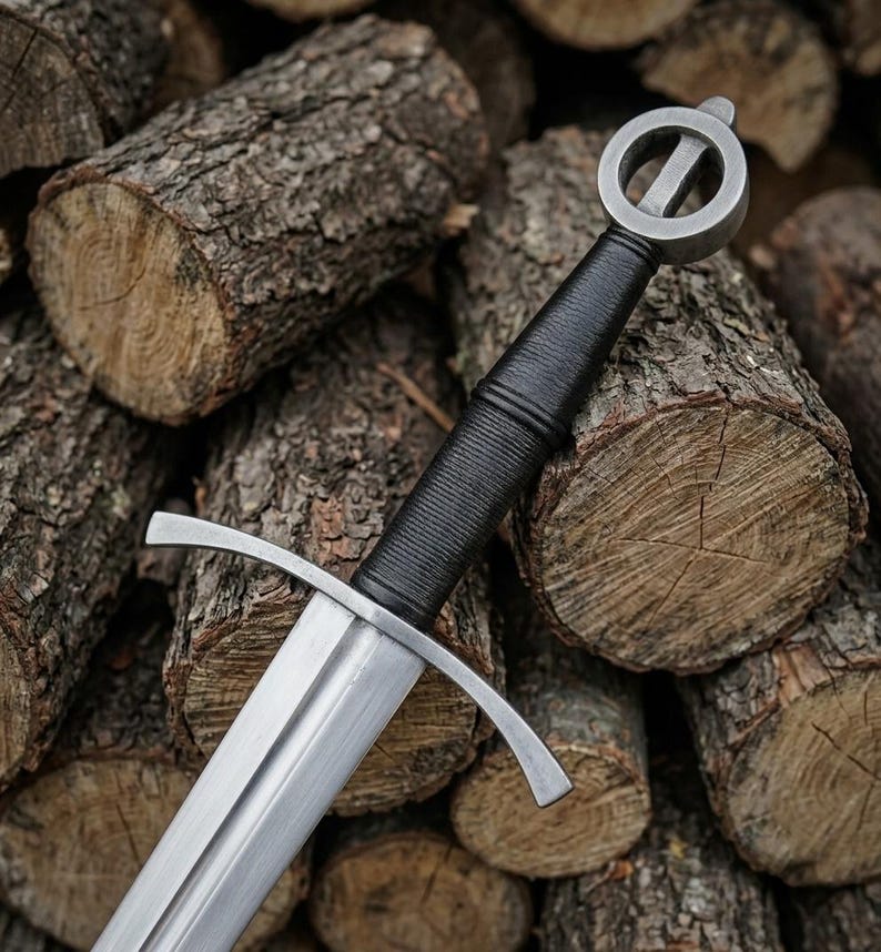 Close-up of the 5160 steel Irish Ring sword blade