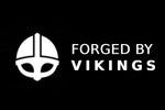 Viking helmet favicon logo for handmade Damascus knives, axes, and swords shop.