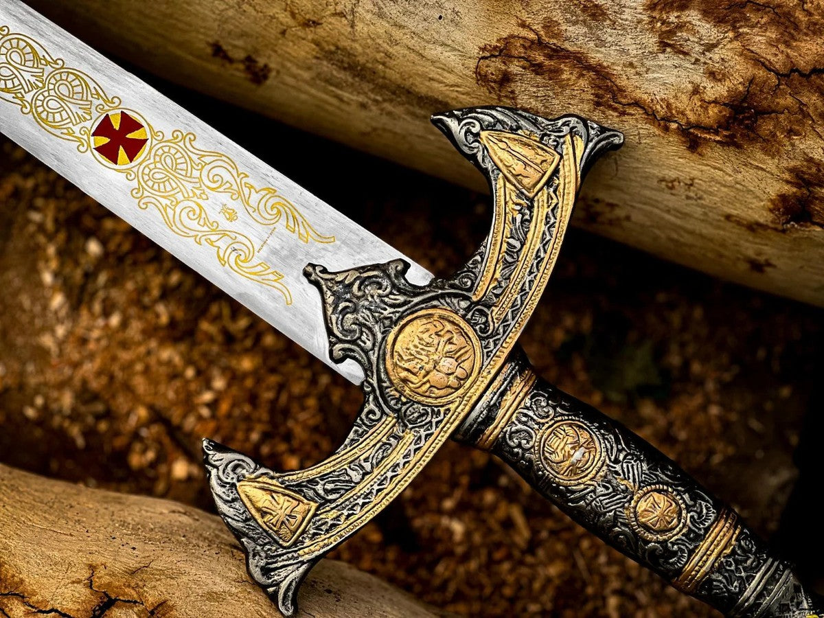 Handmade Medieval Knight Sword – Decorative Collectible Long Sword with Detailed Hilt