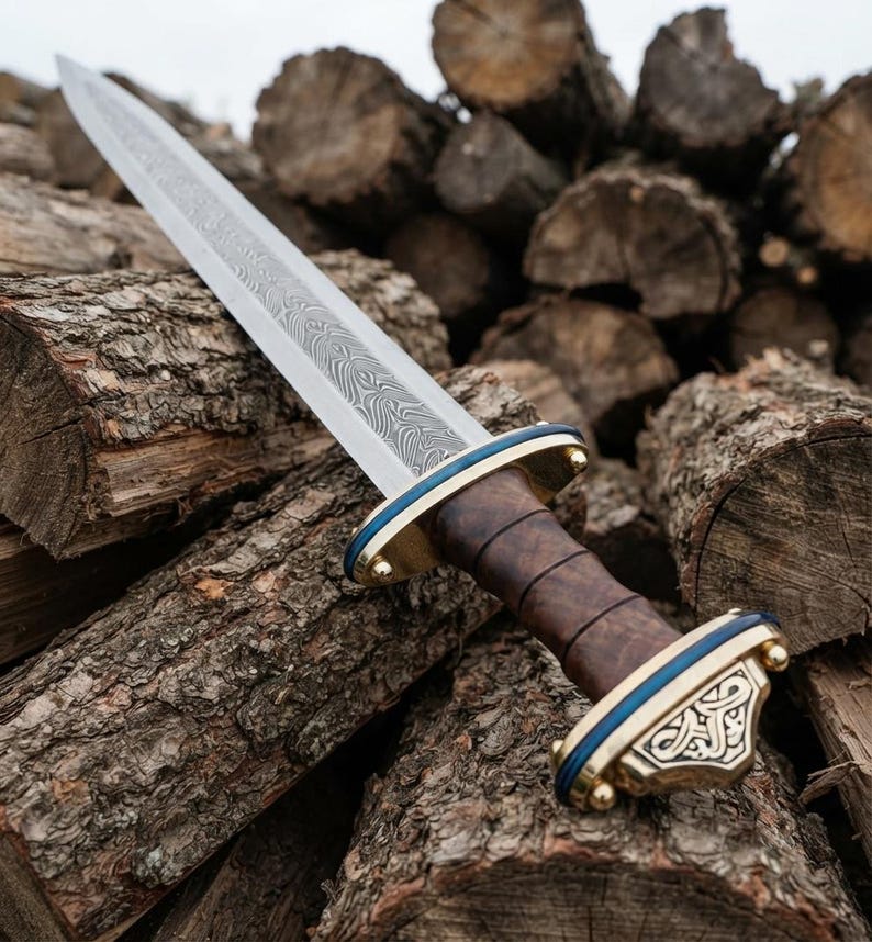 Holly wood grip detail on the Roman Gladius sword