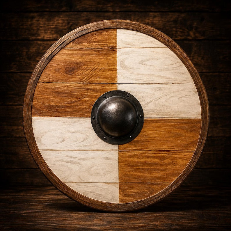 Handmade wooden Viking round shield, Norse decor