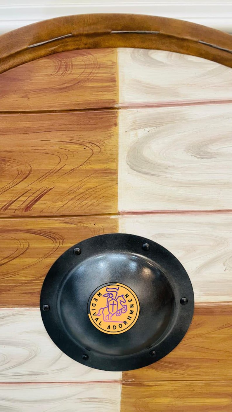 Handmade wooden Viking round shield, Norse decor – approximately 30 inches in diameter
