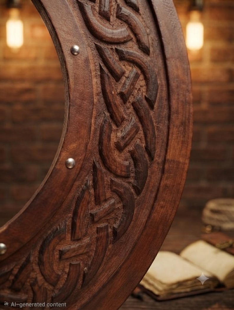 Handmade Yggdrasil Viking Shield, Tree of Life wall decor – traditional Viking knotwork detailing