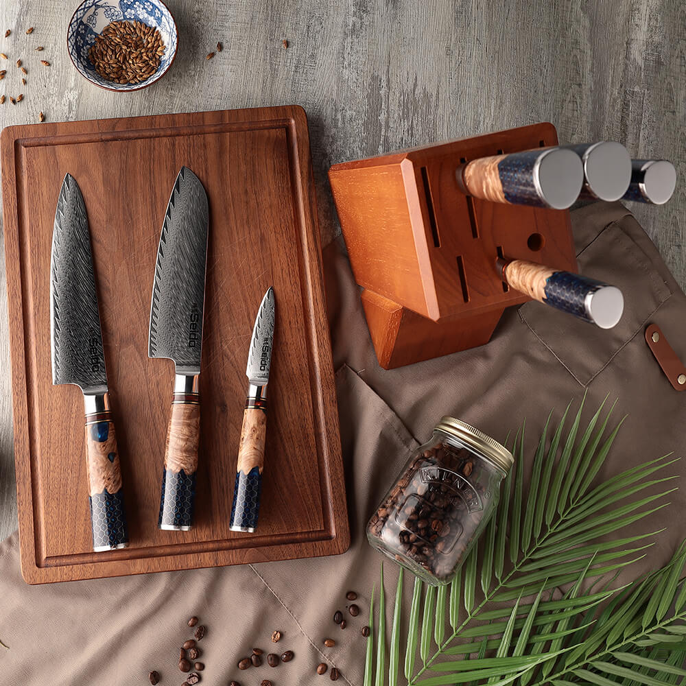 Hanikamu Japanese Damascus kitchen knives with 67-layer VG10 blades
