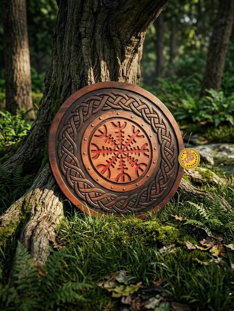 Helm of Awe Viking Shield, Norse wall decor – Helm of Awe Norse symbol design