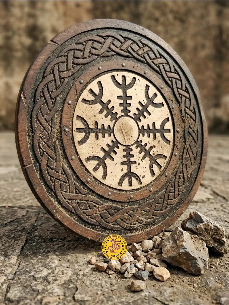Helm of Awe Viking Shield, Norse wall decor – Helm of Awe Norse symbol design