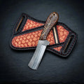 Handmade 6-inch cowboy bull cutter knife with pinecone resin handle and horse rasp steel blade