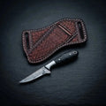6.5 inch horse rasp steel cowboy skinner knife with stone handle and cross-draw leather sheath