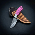 Compact 6 inch horse rasp steel cowboy skinner knife with stone handle and cross-draw sheath