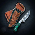8 inch horse rasp steel cowboy skinner knife with stone handle and cross-draw leather sheath