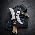 Hunting knife set with skinner and curved gutting blade
