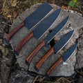 Handmade Chef Knife Set 5Pc Wooden Handle, Engraved Groomsmen Wedding Anniversary, Birthday, Thanksgiving Gifts For Him