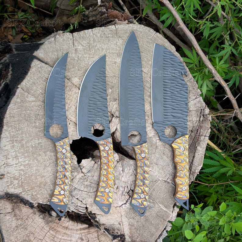 Hand Forged Chef Knife Set with Leather Roll, High Carbon Steel Coated Blades, Kitchen Enthusiast Personalized Thanksgiving Gifts