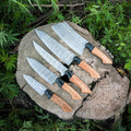 Custom Made Chef knife Set, Damascus Steel Blade, Wooden Handle, Groomsmen Gift, Anniversary Thanksgiving Gifts