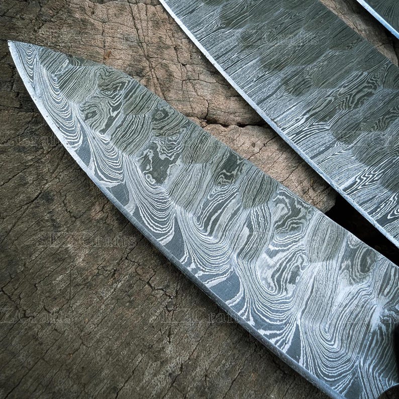 Custom Made Chef knife Set, Damascus Steel Blade, Wooden Handle, Groomsmen Gift, Anniversary Thanksgiving Gifts