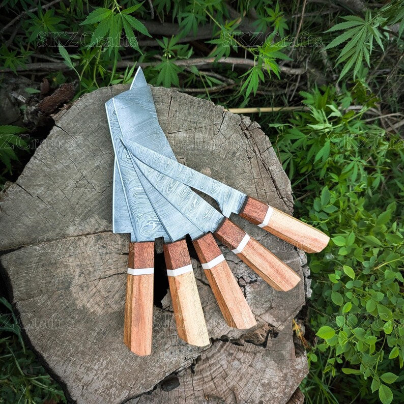 Chef Knife Set, Rose Wood Handle Kitchen Knives, Japanese Style Knife, Personalized Groomsmen, Thanksgiving Gifts